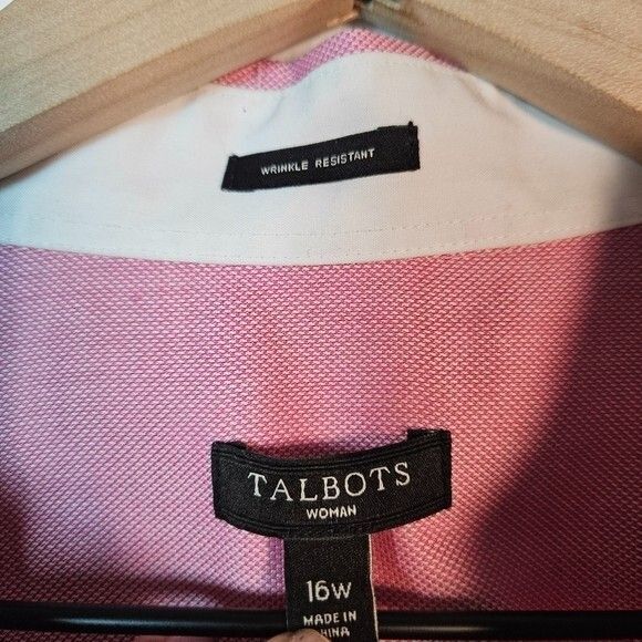 Talbots Womens size 16W 100% Cotton Pink Button Up Shirt Basic Everyday Career - Picture 8 of 9